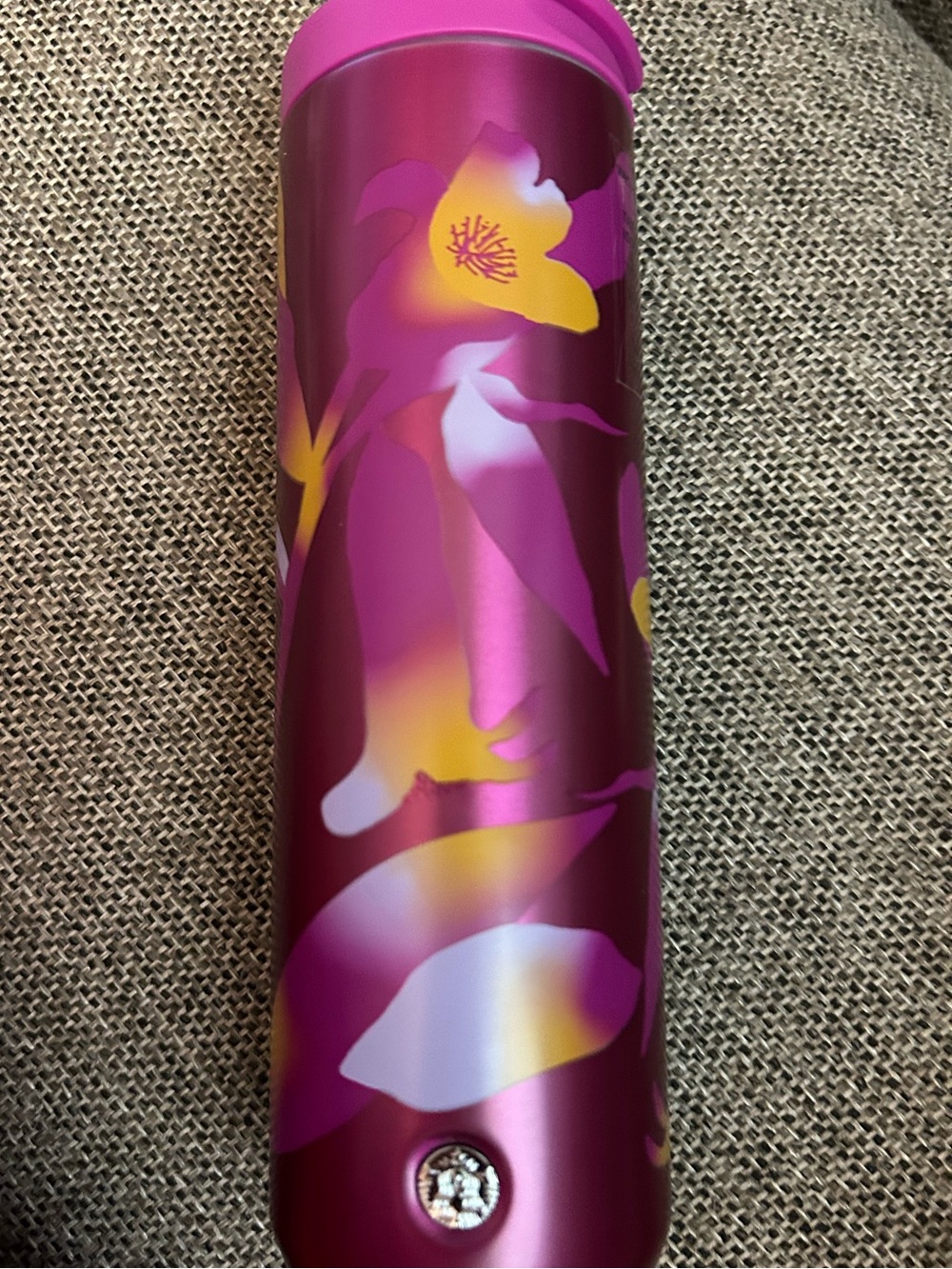 NWT Starbucks 16oz Stainless Steel Tumbler Fuschia Pink Floral Spring Travel Mug
